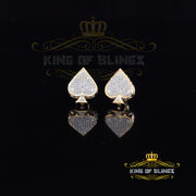 King of Blings-925 Sterling Silver Yellow 0.25ct Diamond For Women's / Men's Stud Heart Earring KING OF BLINGS