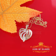 King Of Bling's Real 0.12ct Diamond 925 Sterling Silver HEART Charm Necklace Yellow Pendant KING OF BLINGS