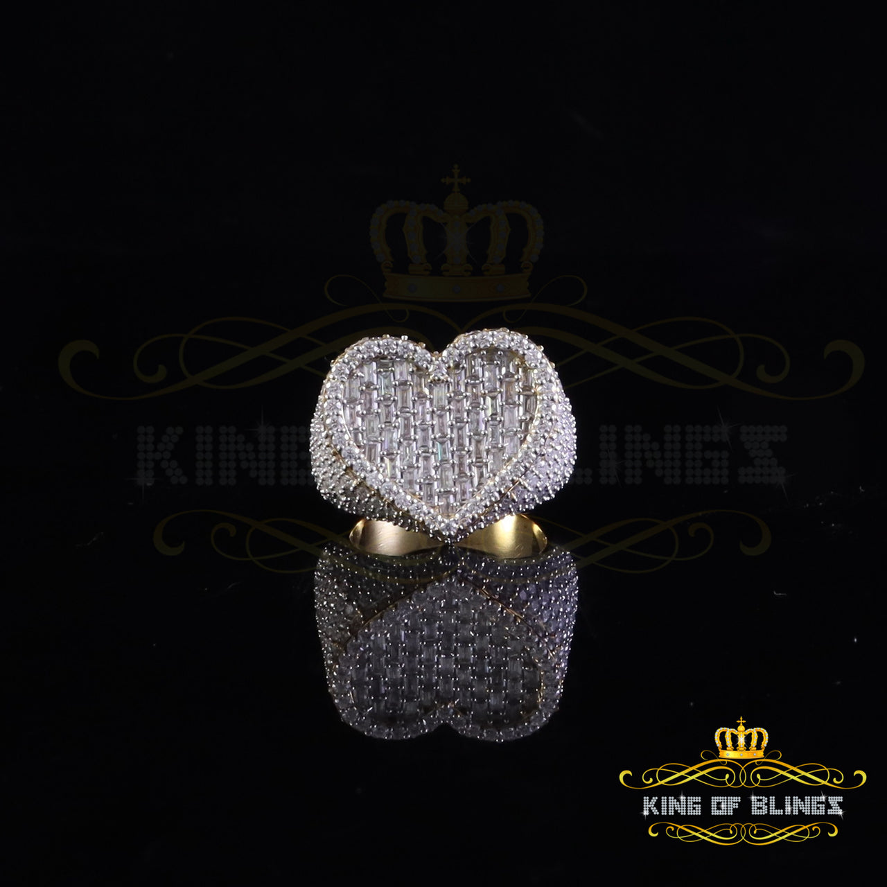 King of Bling's Men's/Womens 925 Silver Yellow 7.00ct VVS 'D' Moissanite Stone Heart Rings SZ 10 King of Blings