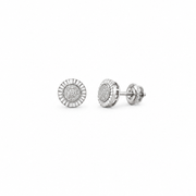 King Of Bling's 925 Sterling Silver 0.05ct Diamond White Stud For Women's Style Round Earrings KING OF BLINGS