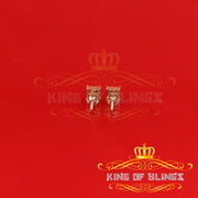 King of Blings-925 Sterling Silver 0.05ct Genuine Diamond Women's & Men's Yellow Square Earring KING OF BLINGS