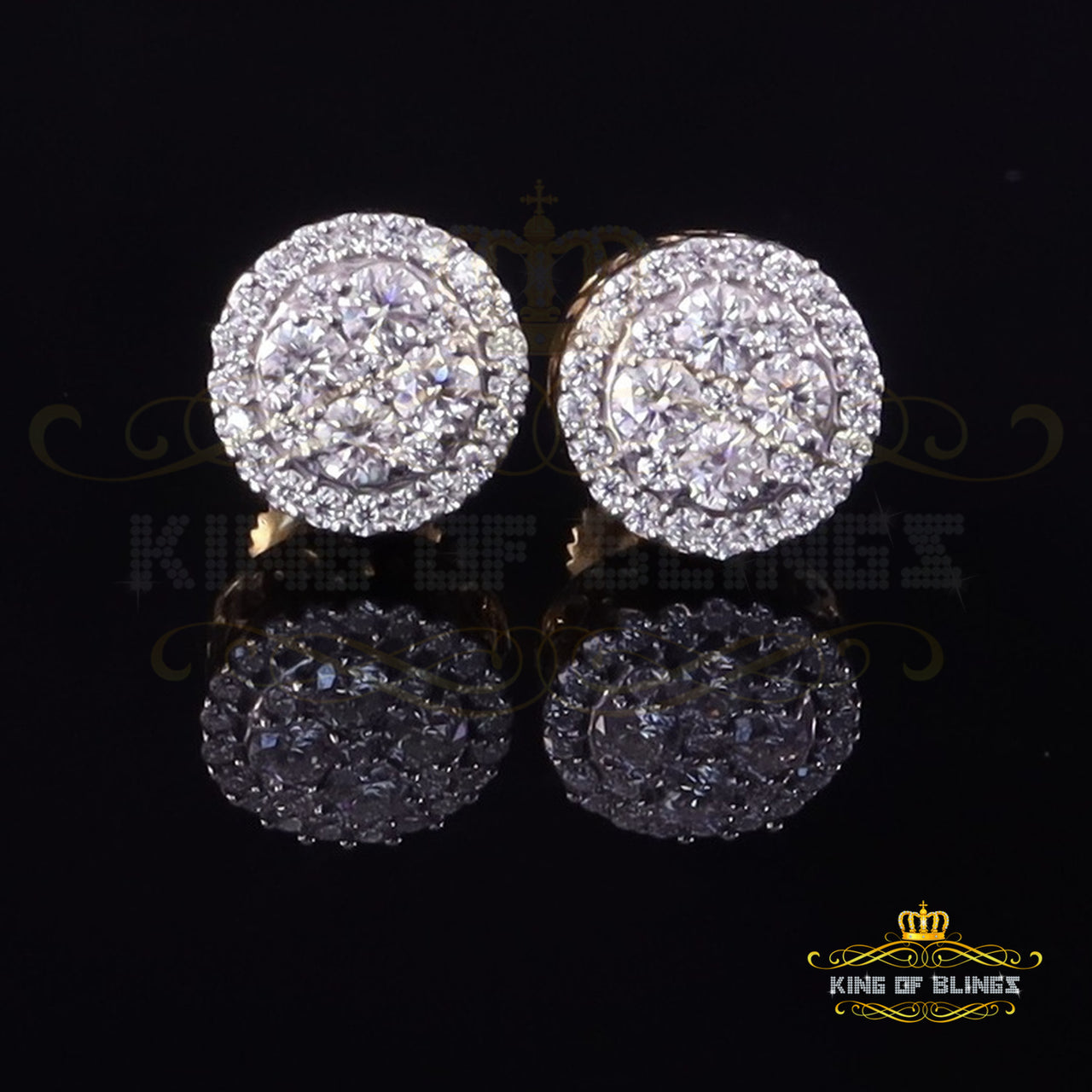King of Bling's Men's/Womens Silver Yellow 0.50ct VVS 'D' Moissanite Round Stud Earrings KING OF BLINGS