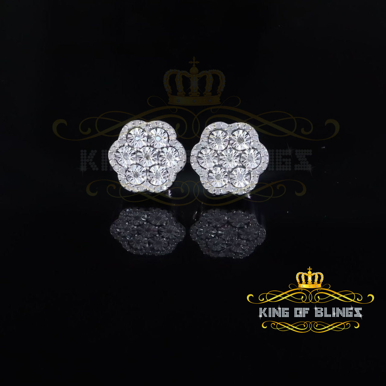King Of Bling's New Miracle Set Small 0.40ct Diamond 925 Silver White for Men/Women Stud Earring