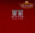King of Blings- White 925 Sterling Silver 2.06ct Cubic Zirconia Ladies Hip Hop Square Earrings KING OF BLINGS