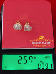 King of Blings-Aretes Para Hombre Heart 925 Yellow Silver 0.20ct Diamond Women's /Men's Earring KING OF BLINGS