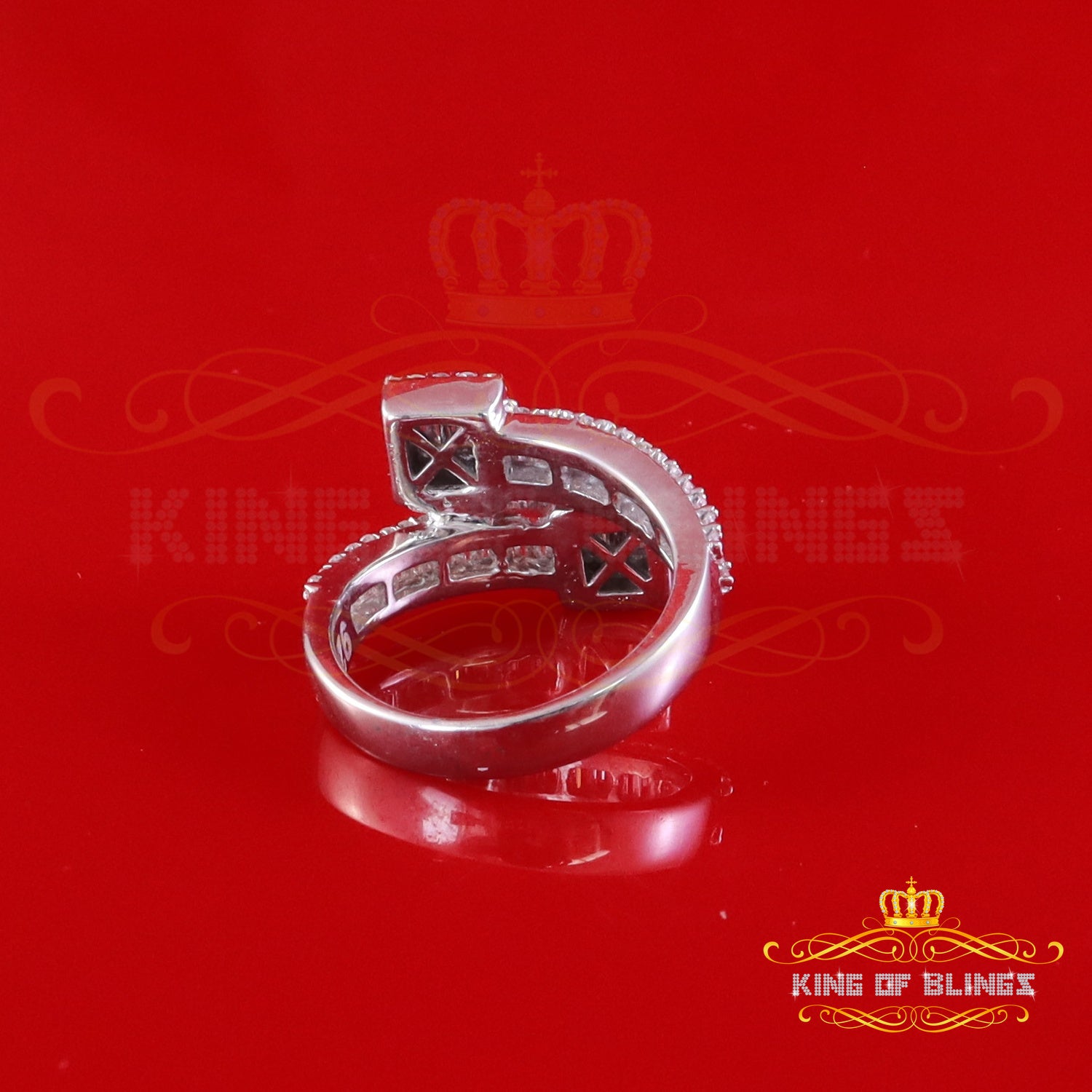 King of Bling's Womens 925 Sterling White Silver 2.00ct VVS 'D' Moissanite Square Rings Size 8 King of Blings