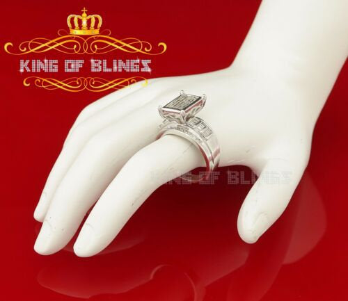 King Of Bling's 925 Sterling Silver 1.00CT Real Diamond Cinderella Womens White Ring Size 7.5 KING OF BLINGS
