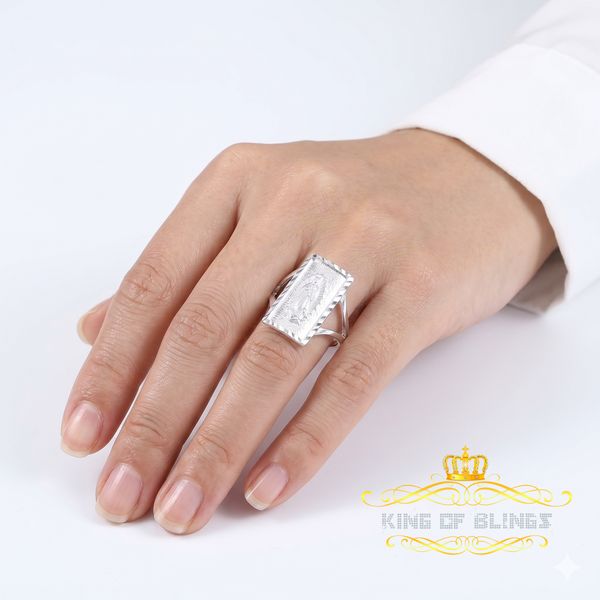 KING OF BLINGSOur Lady Guadalupe White 925 Silver Virgin Merry Protection Shield Ring SZ 7 KING OF BLINGS