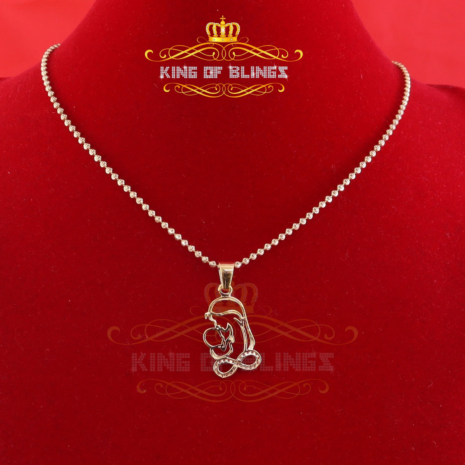 King Of Bling's Buy 0.31ct CZ Infinity Special Mother's Child 925 Sterling Yellow Silver Pendant KING OF BLINGS