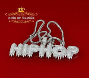 White Dripping "HIPHOP" 925 Sterling Silver Pendant with 19.85ct Cubic Zirconia KING OF BLINGS