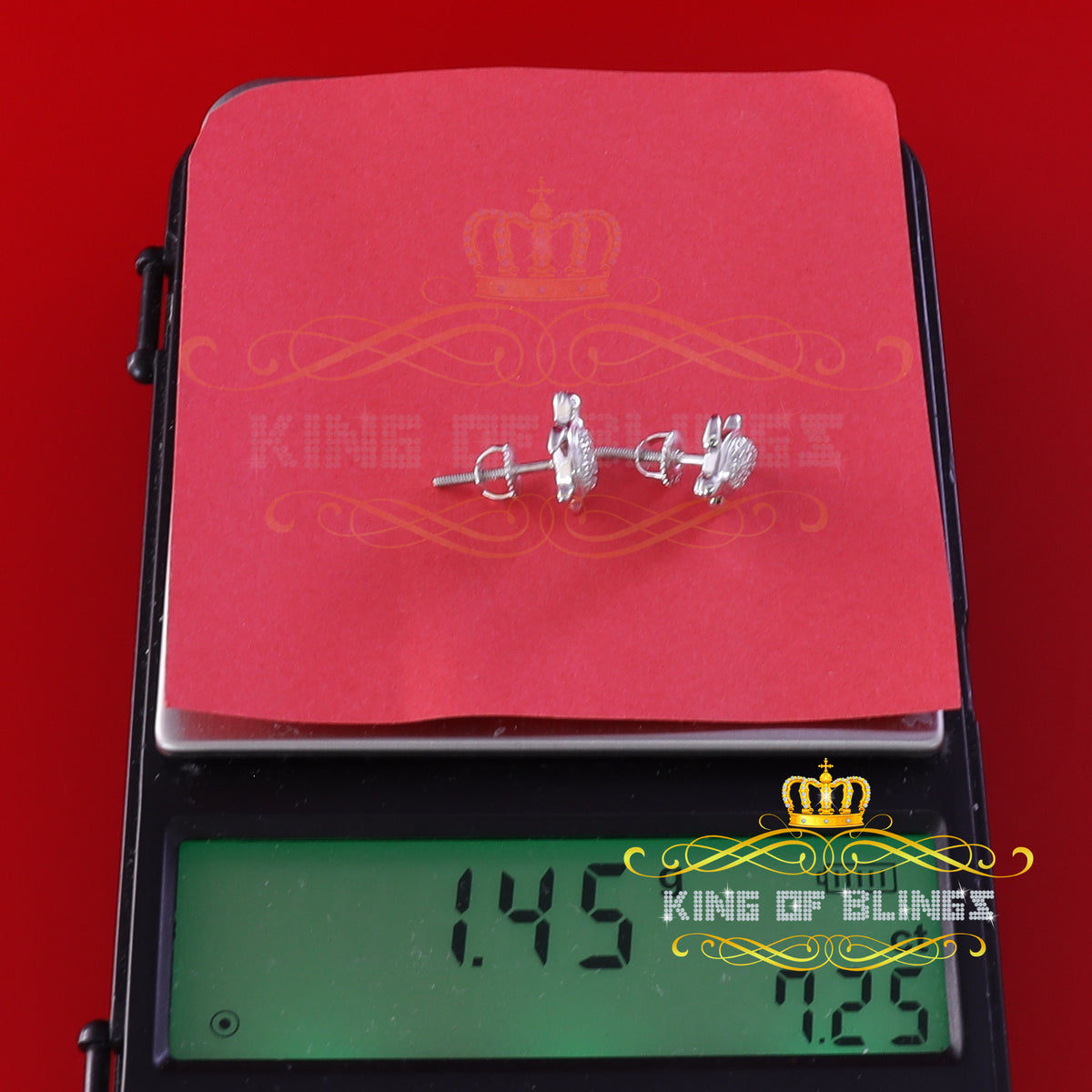 King Of Bling's 925 Sterling White Silver 0.10ct Diamond Turtle Earrings For Women's & Men's KING OF BLINGS