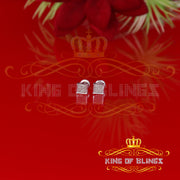 King Of Bling's 925 Sterling Silver 0.05ct Small Diamond Women's & Men's White Square Earring KING OF BLINGS