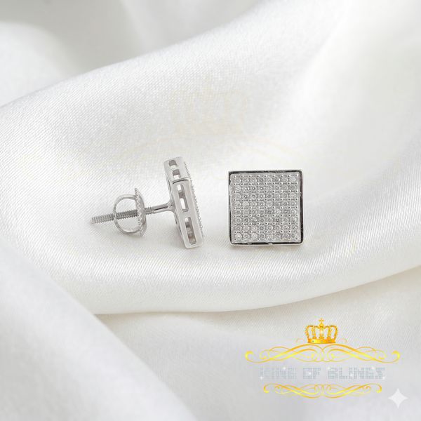 King Of Bling's 925 Sterling Silver 0.33ct Diamond Real For Women's & Men's White Stud Earrings KING OF BLINGS