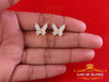 King of Bling's Butterfly Stud Earrings Yellow 925 Sterling Silver Women's 0.50ct Cubic Zirconia KING OF BLINGS
