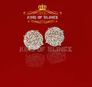 King of Bling's 925 Yellow Silver Screw Back 1.44ct Cubic Zirconia Round Earrings For Ladies KING OF BLINGS