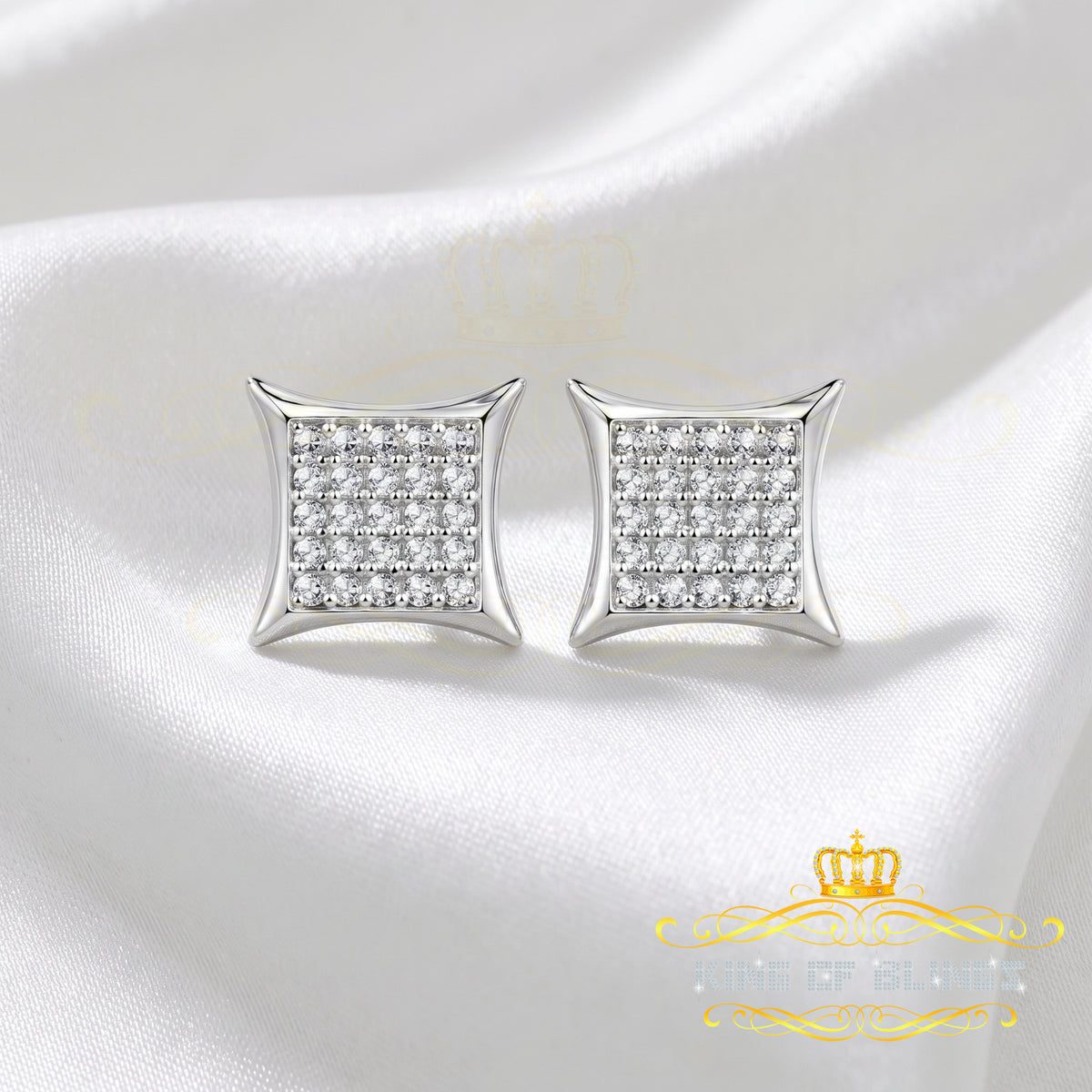 King Of Bling's 925 Sterling Silver 0.15ct Small Diamond For Women's & Men's White Kite Earring KING OF BLINGS