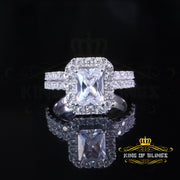 King Of Bling's2.97ct Cubic Zirconia Emearld Shape White Silver With Women Bridal Ring Size 7 KING OF BLINGS