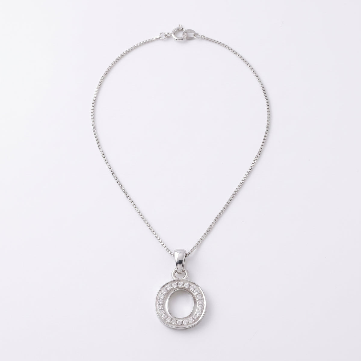King Of Bling's Attractive Sterling SilverAll Alphabet Letter White Pendant with Cubic Zirconia KING OF BLINGS