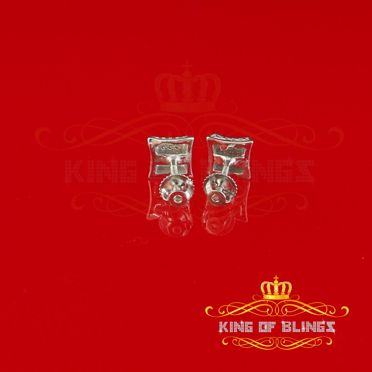 King Of Bling's 0.05ct Real Diamond 925 Sterling Silver Women's & Men's White Kite Stud Earring KING OF BLINGS
