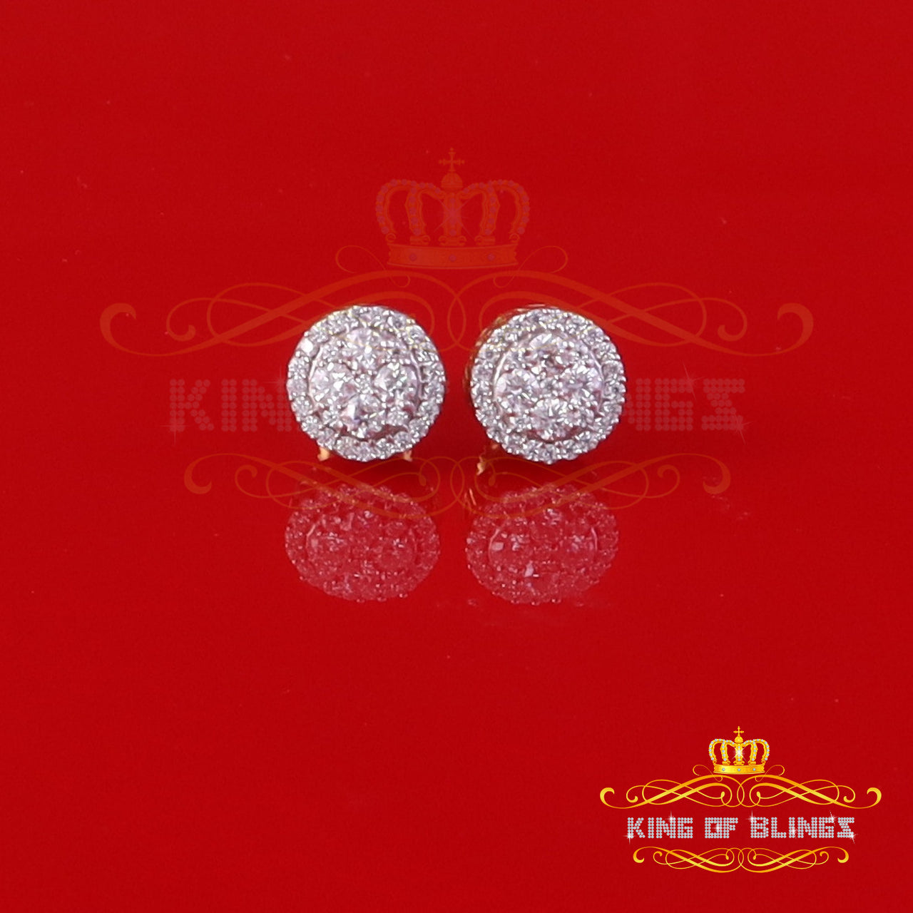 King of Bling's Men's/Womens Silver Yellow 0.50ct VVS 'D' Moissanite Round Stud Earrings KING OF BLINGS
