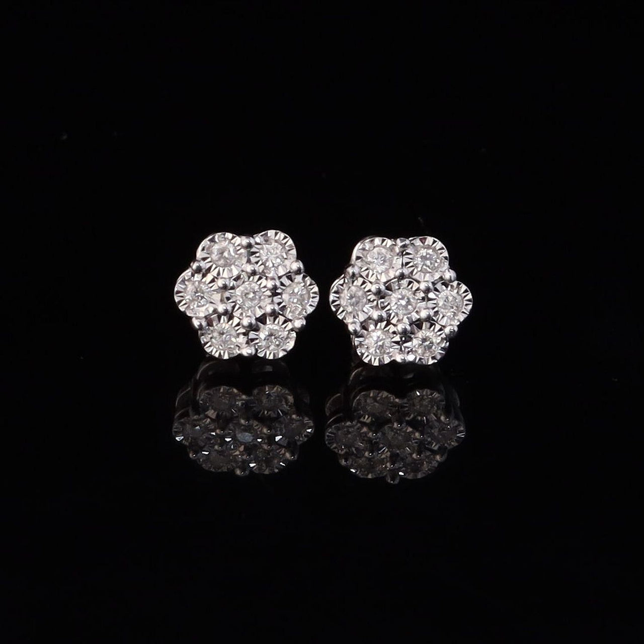 King of Blings-0.30ct Diamond 925 Sterling Silver Yellow Flower Earrings For Men's / Women's