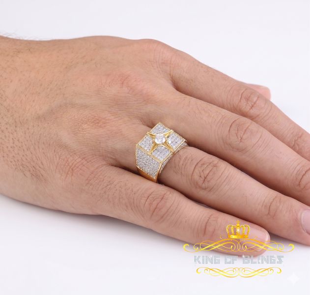 DiamondCelebritees 925 Yellow Sterling Silver 7.00ct VVS 'D' Moissanite Square Men's Rings Size 10