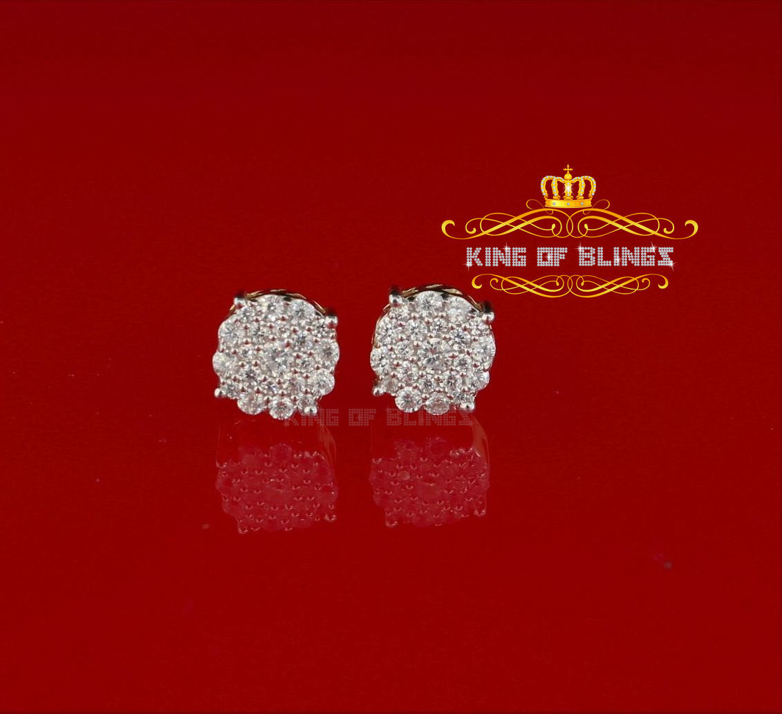 King of Bling's Aretes Para Hombre 925 Yellow Silver 1.22ct Cubic Zirconia Round Women's Earring KING OF BLINGS