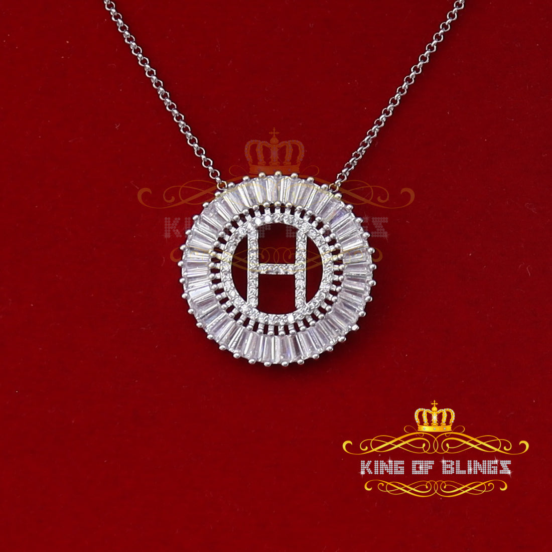Woman's Necklace Circle Hollow Out Cubic Zirconia White