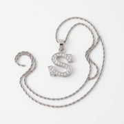 King Of Bling's Attractive Sterling SilverAll Alphabet Letter White Pendant with Cubic Zirconia KING OF BLINGS