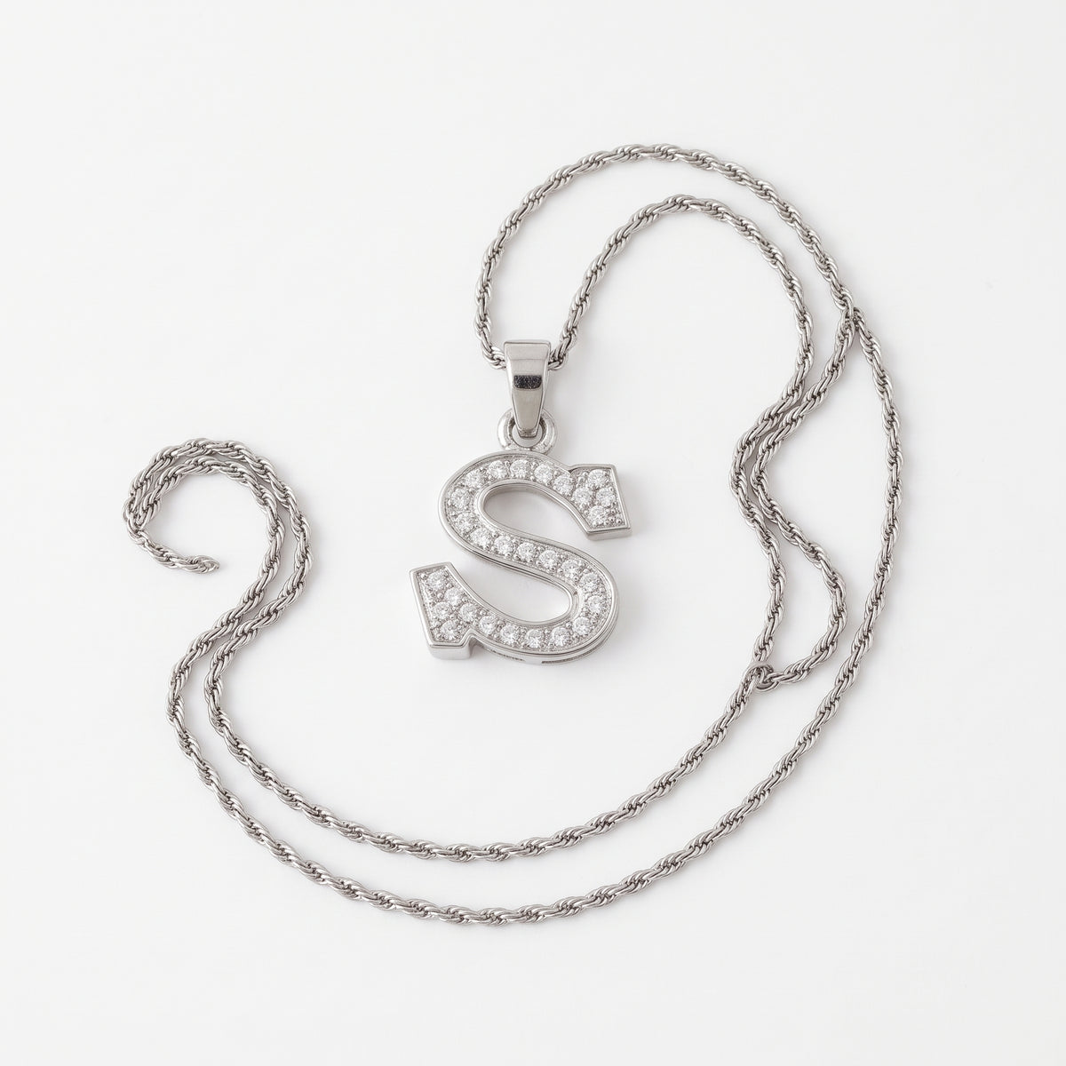 King Of Bling's Attractive Sterling SilverAll Alphabet Letter White Pendant with Cubic Zirconia KING OF BLINGS
