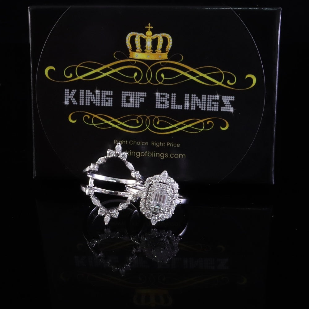 King Of Blings Solitaire Enhancer Guard Wrap Ring Insert 2.00ct Moissanite 925 White Silver SZ7