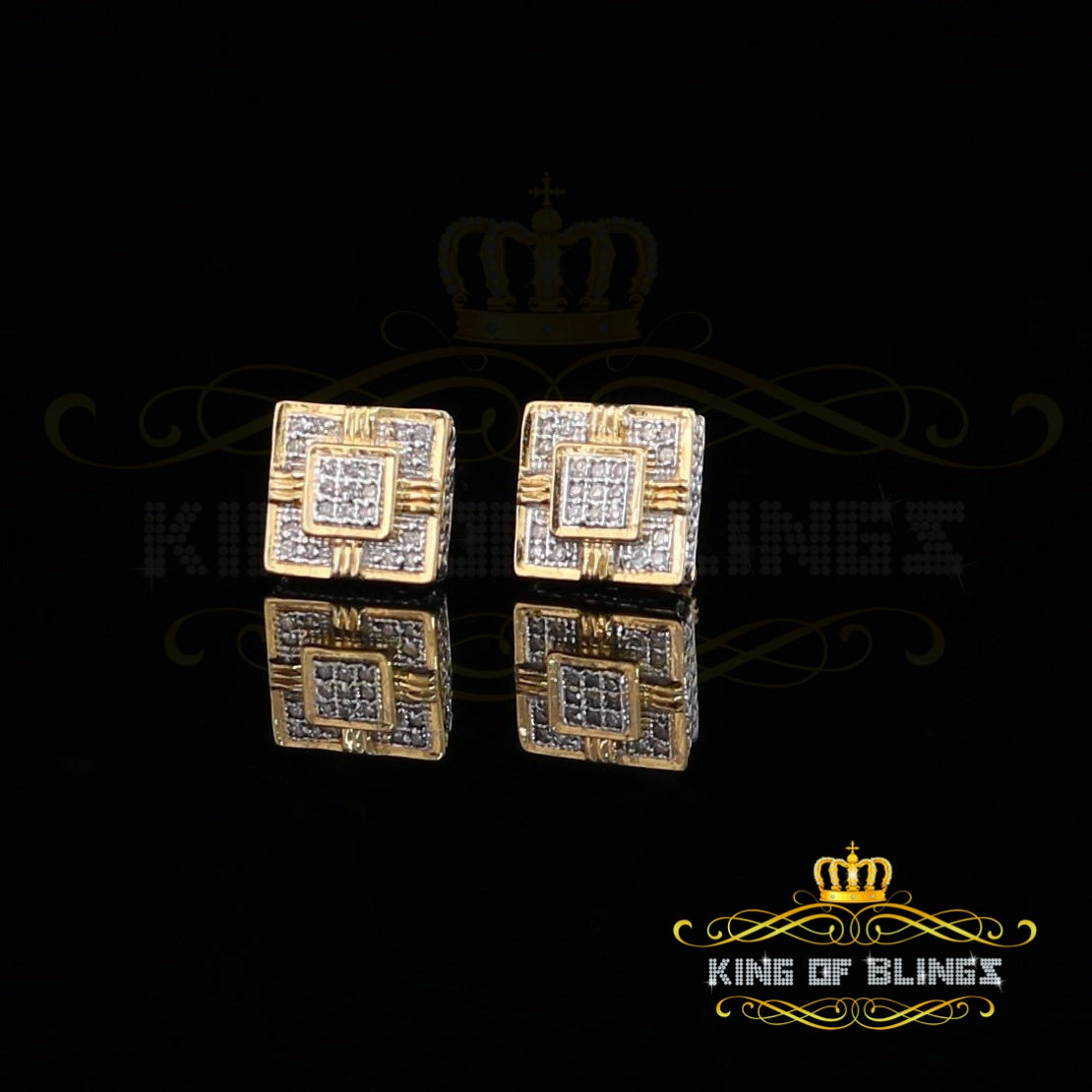 King Of Bling's 10K Real Yellow Gold with 0.10CT Real Diamonds Men's/Women's stud Earrings