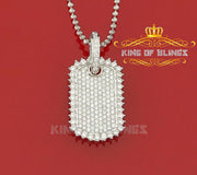 Special White 925 Sterling Silver Dog Tag Shape Pendant 3.93ct Cubic Zirconia KING OF BLINGS