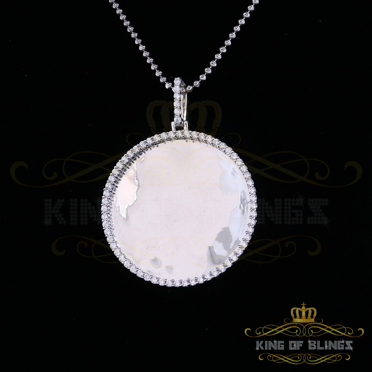 King of Bling's White 925 SilverSterling Charming Necklace Pendant with 3.96ct Cubic Zirconia