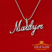 King Of Bling's White Sterling Silver Pendant with MARILYN Necklace Shape with Cubic Zirconia KING OF BLINGS