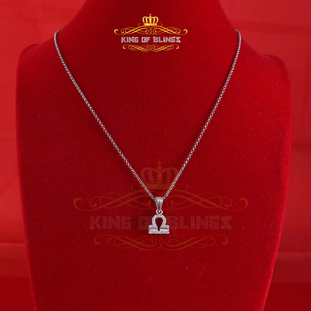 King Of Bling's 0.43ct Cubic Zirconia White Silver LIBRA OCTOBER Month Men's & Women's Pendant