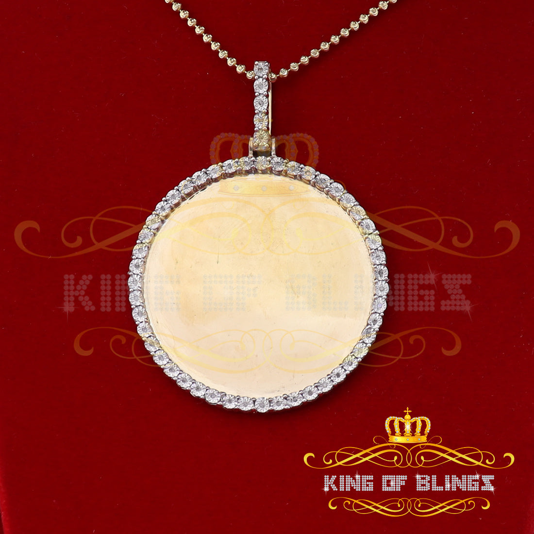 King Of Bling's Real 0.25ct Diamond 925 Sterling Silver 2" PICTURE Charm Fashion Yellow Pendant
