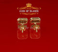 King of Bling's 0.98ct Cubic Zirconia 925 Yellow Silver Women's & Men's Hip Hop Square Earrings KING OF BLINGS