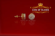 King of Bling's 0.94ct Cubic Zirconia 925 Yellow Silver Women's & Men's Hip Hop Flower Earrings KING OF BLINGS