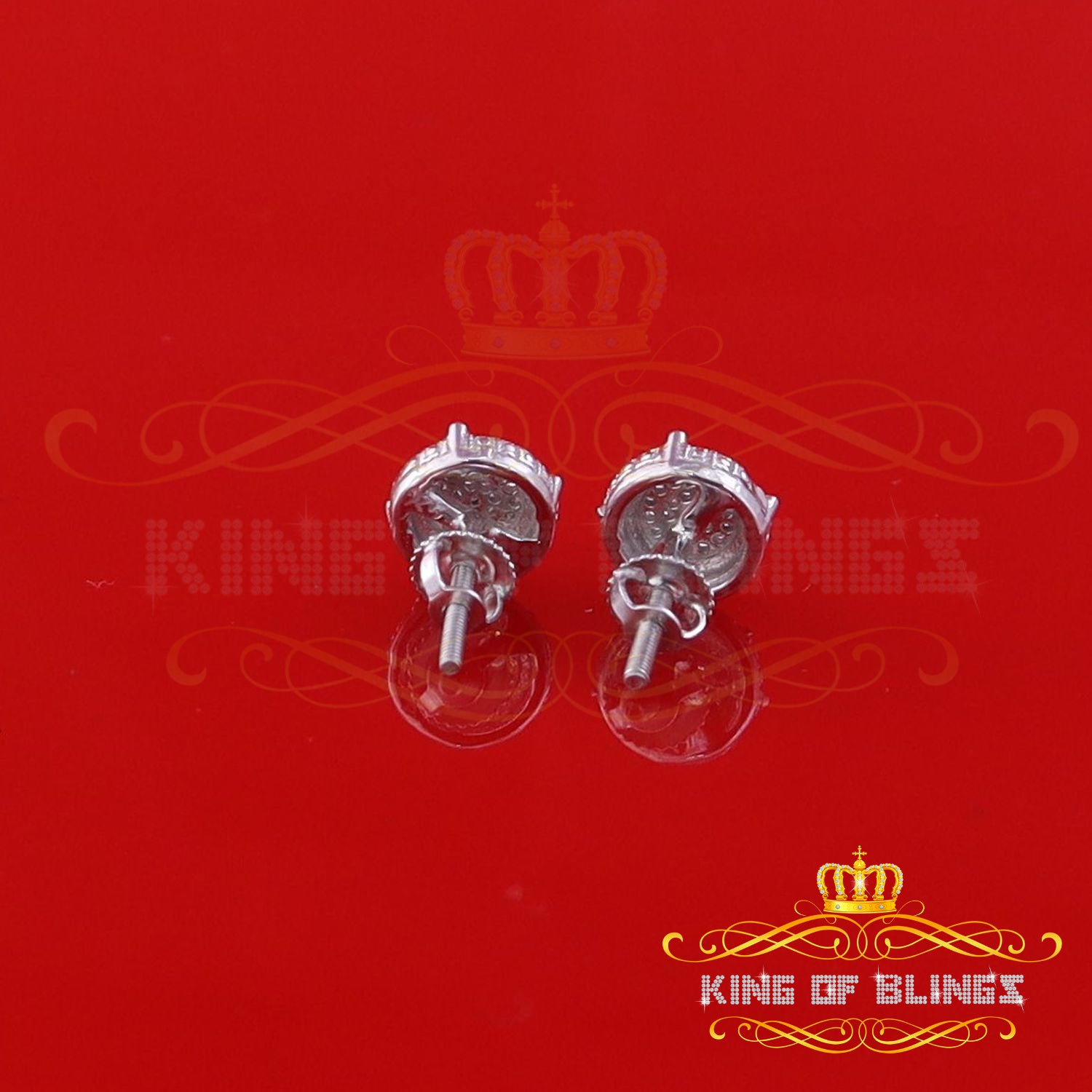 King Of Bling's 925 Sterling Silver 0.10ct Diamond For Women's & Men's White Stud Round Earring KING OF BLINGS