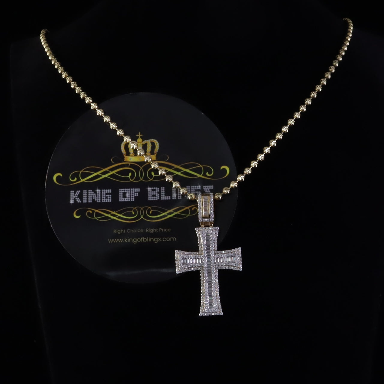 King Of Bling's Cross Pendant 925 Yellow Sterling Silver 2.25ct VVS D Clr. Moissanite for Women KING OF BLINGS