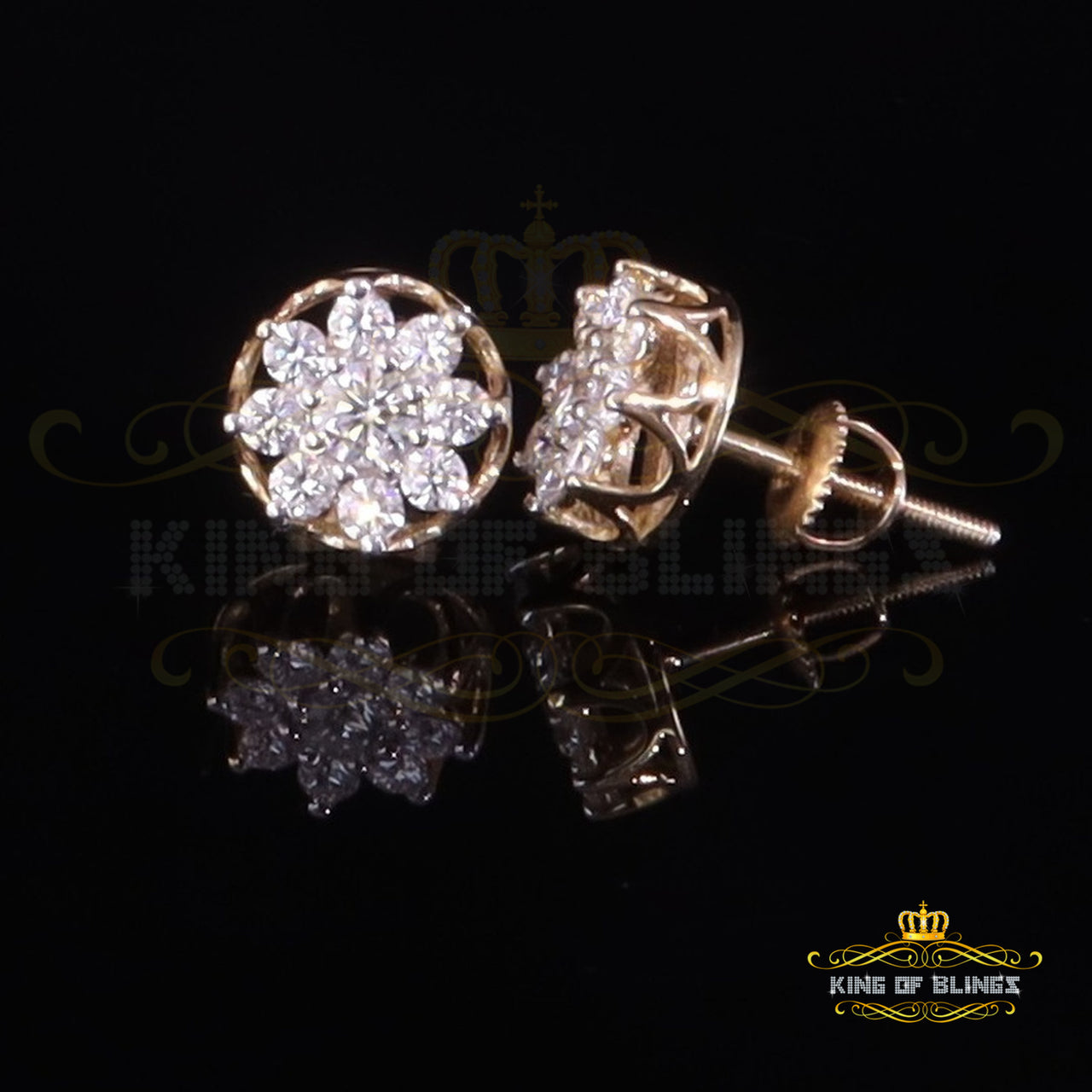 King  of Bling's Men's/Womens 925 Silver Yellow 0.50ct VVS 'D' Moissanite Round Stud Earrings KING OF BLINGS