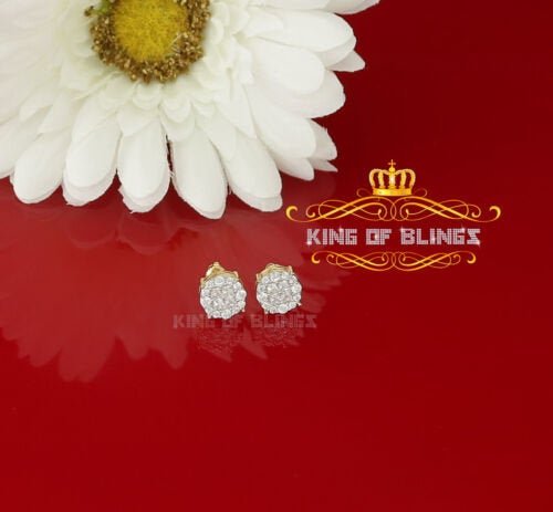 King of Bling's 925 Yellow Silver 0.96ct Cubic Zirconia Women's & Men's Hip Hop Flower Earrings KING OF BLINGS