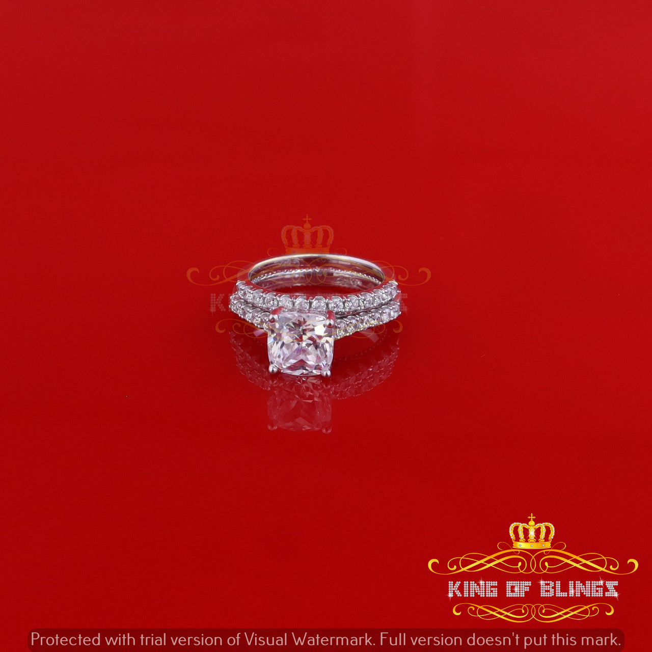 King Of Bling's6.13 ct White Cubic Zirconia 925 Sterling Silver Bridal Fashion Womens Ring SZ 7