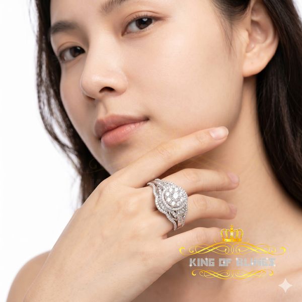 King Of Bling's19.00ct Cubic Zirconia White Sterling Silver Men's/ Women Wedding Rings Size 9 KING OF BLINGS