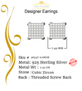 King of Bling's Aretes Para Hombre 925 Yellow Silver 0.72ct Cubic Zirconia Round Womens Earrings KING OF BLINGS