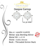 King of Blings- 925 White Silver Hip Hops 0.83ct Cubic Zirconia Women's & Men's Round Earrings KING OF BLINGS