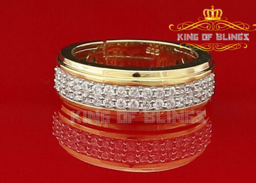 King Of Bling's Men's 13.00ct Cubic Zirconia Yellow Silver Round Adjustable Ring From SZ 9 to 11 KING OF BLINGS