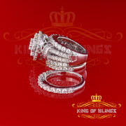 King Of Bling'sWhite Silver 18.95ct Cubic Zirconia Round Multi Row Bridal Set Men's Ring Size 8 KING OF BLINGS