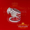 White Silver 18.95ct Cubic Zirconia Round Multi Row Bridal Set Men's Ring Size 8 KING OF BLINGS